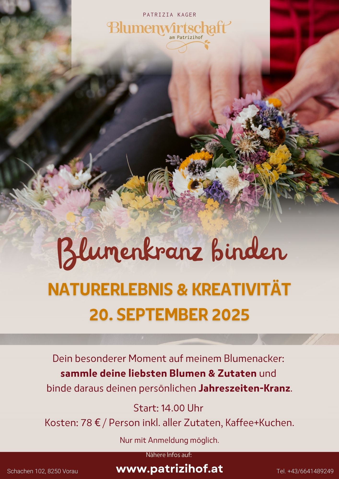 You are currently viewing „BlütenBindung: Naturerlebnis & Kreativität“, Blumenkranz binden